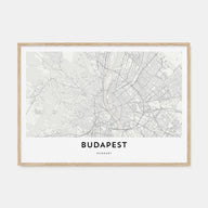 Budapest Map Landscape Poster