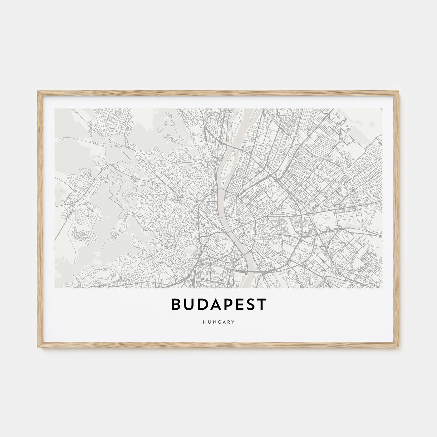 Budapest Map Landscape Poster