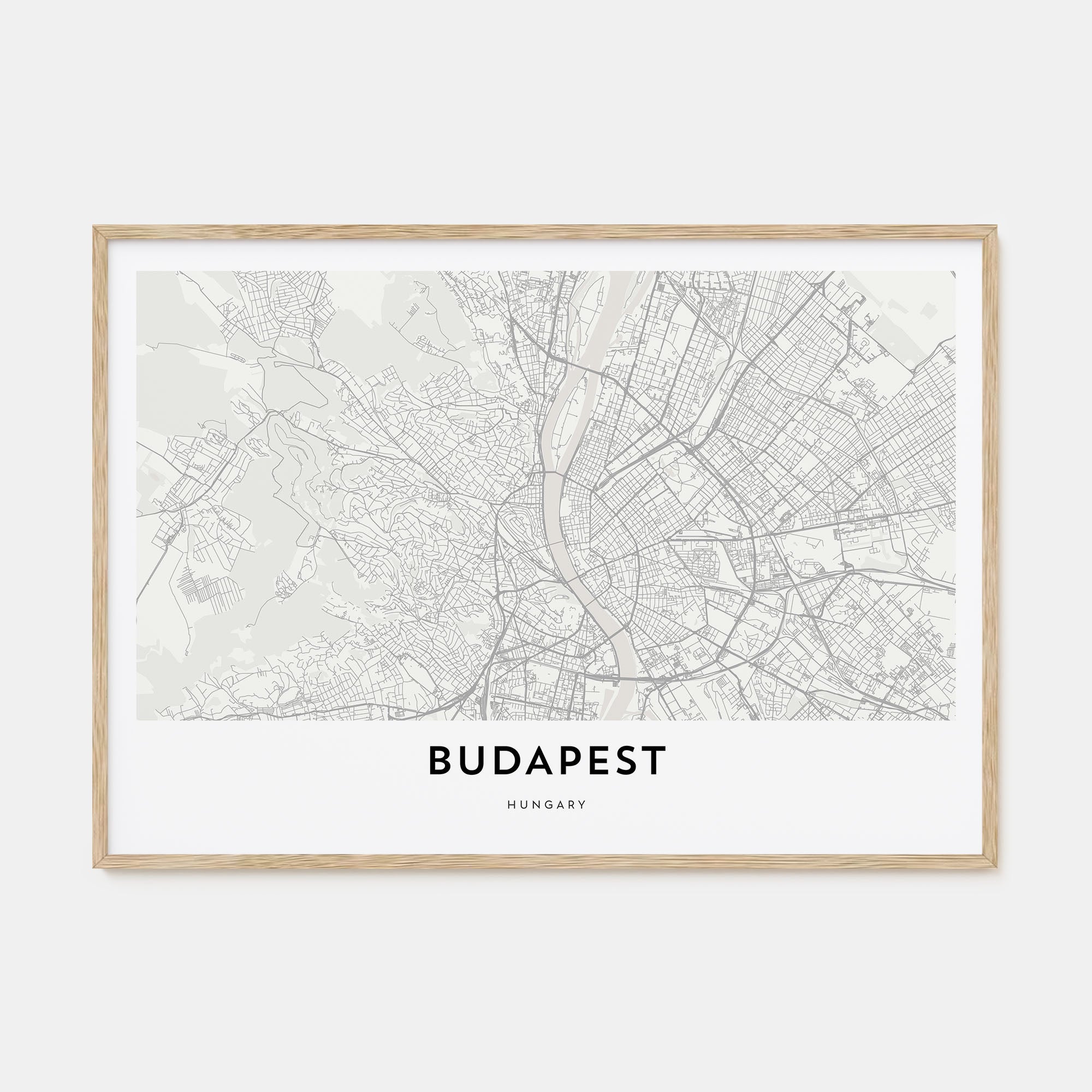 Budapest Map Landscape Poster