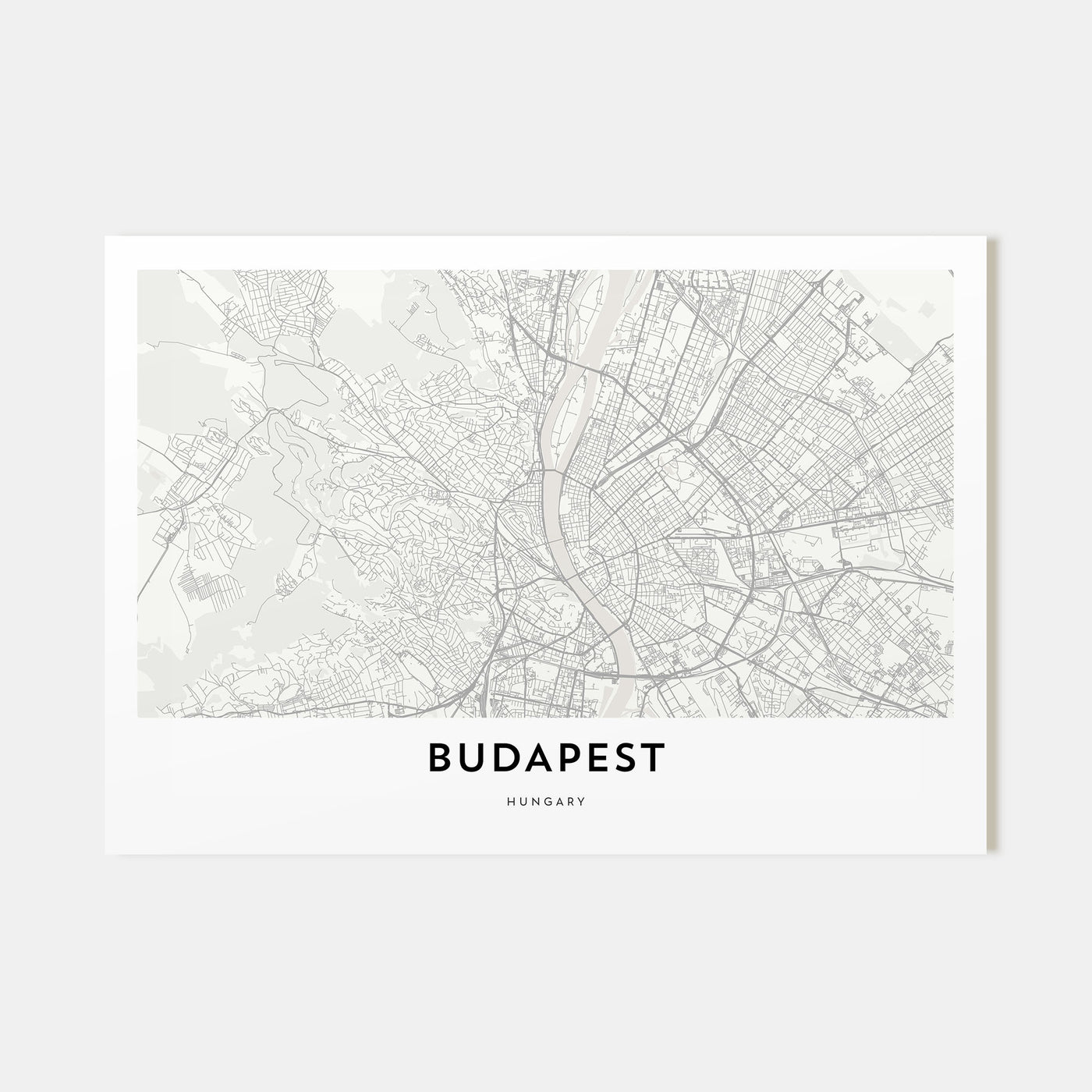 Budapest Map Landscape Poster