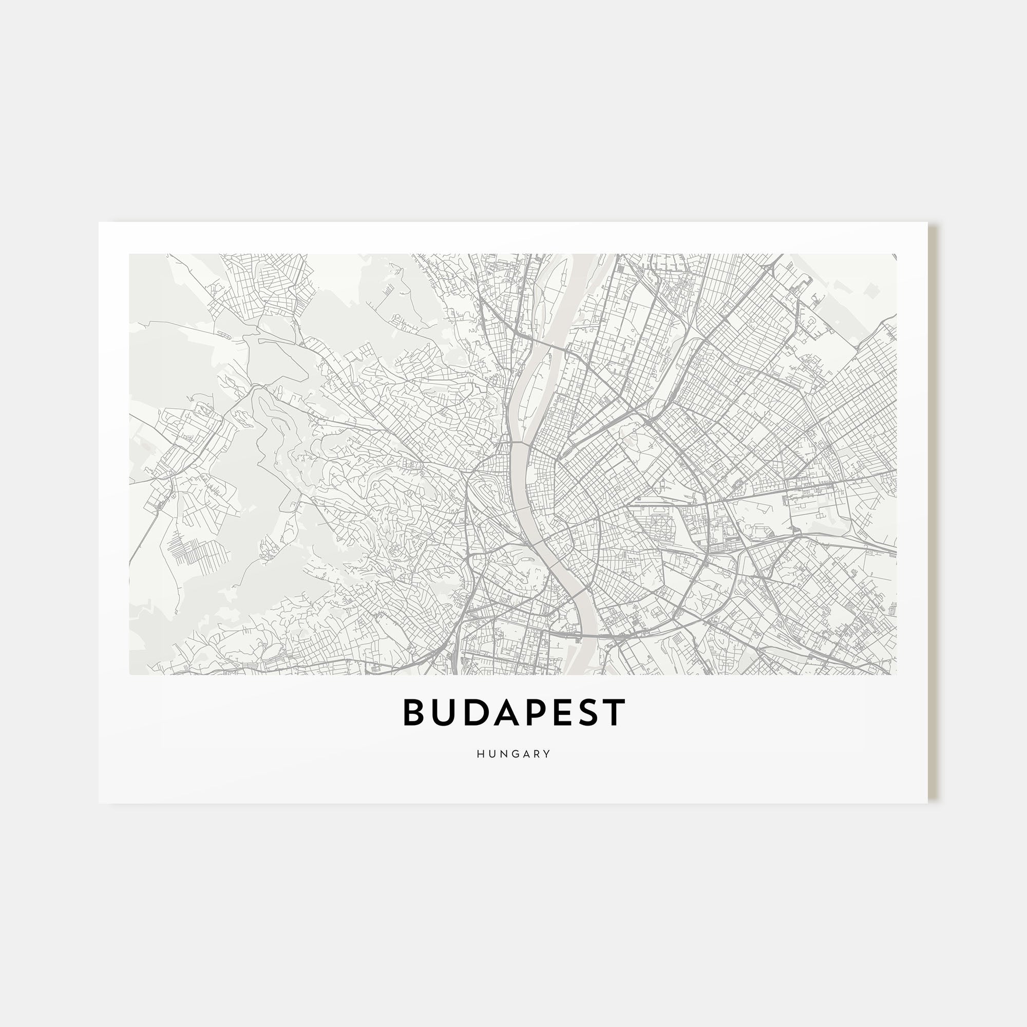 Budapest Map Landscape Poster