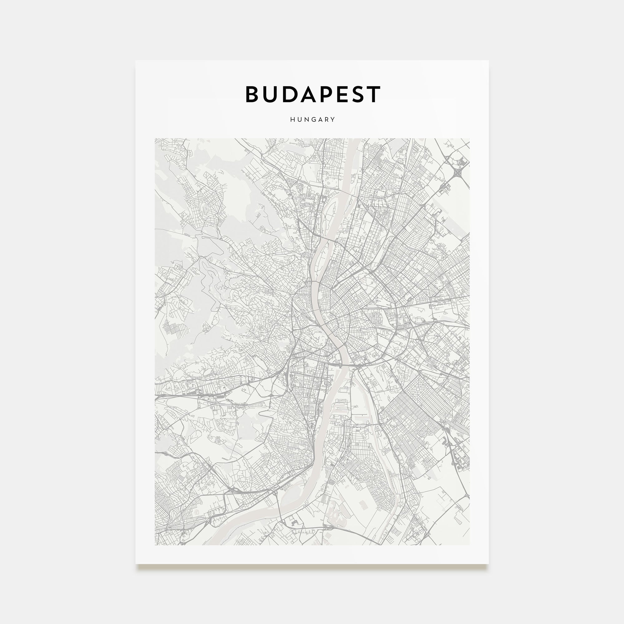 Budapest Map Portrait Poster