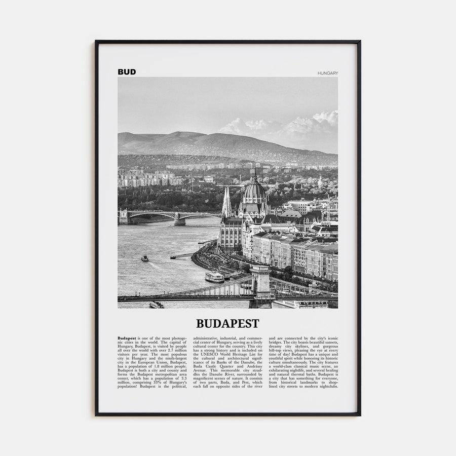 Budapest Travel B&W Poster