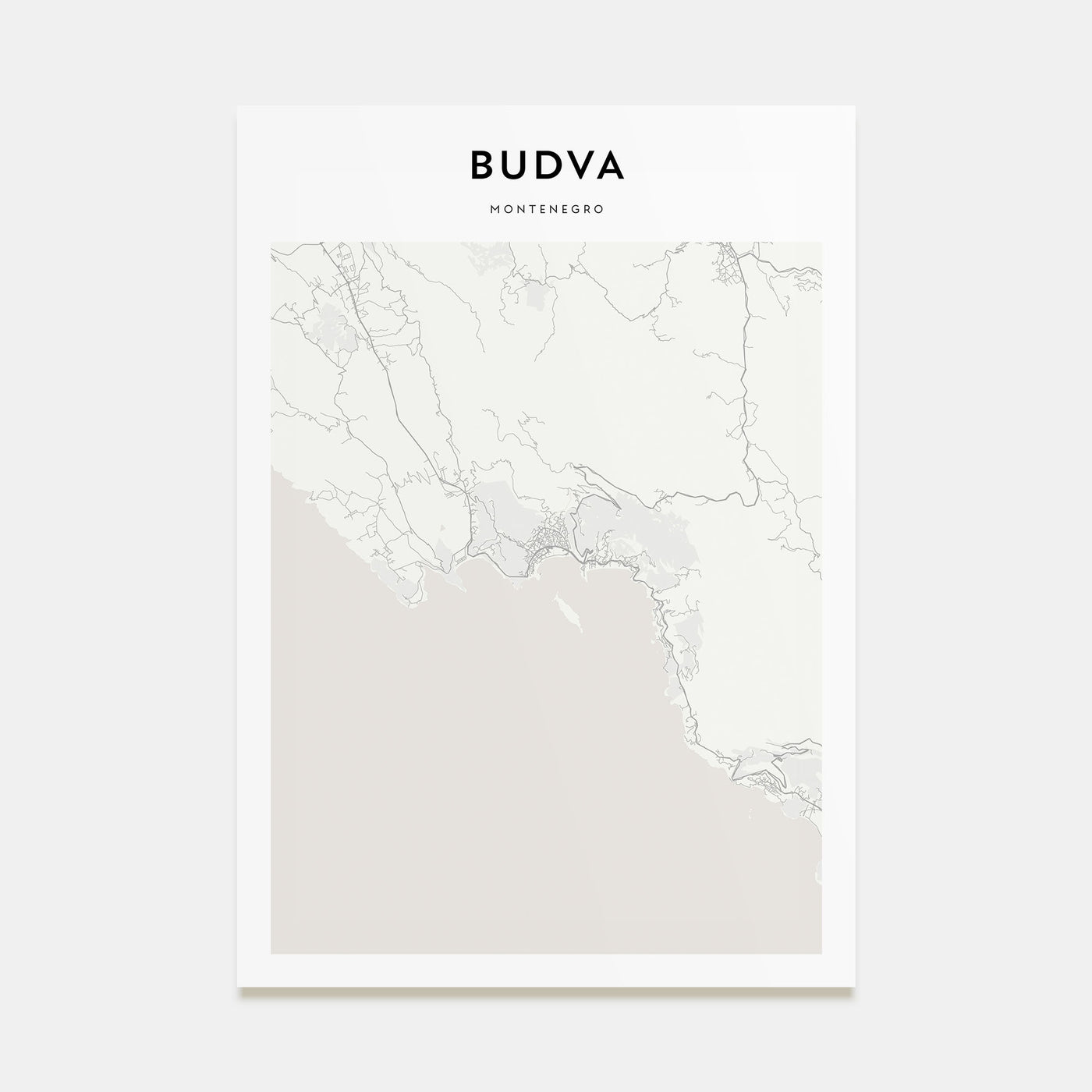 Budva Map Portrait Poster