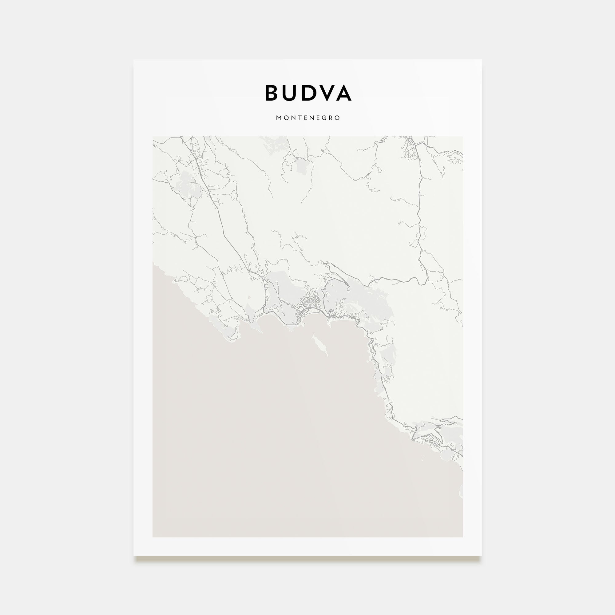 Budva Map Portrait Poster