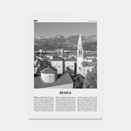 Budva Travel B&W Poster