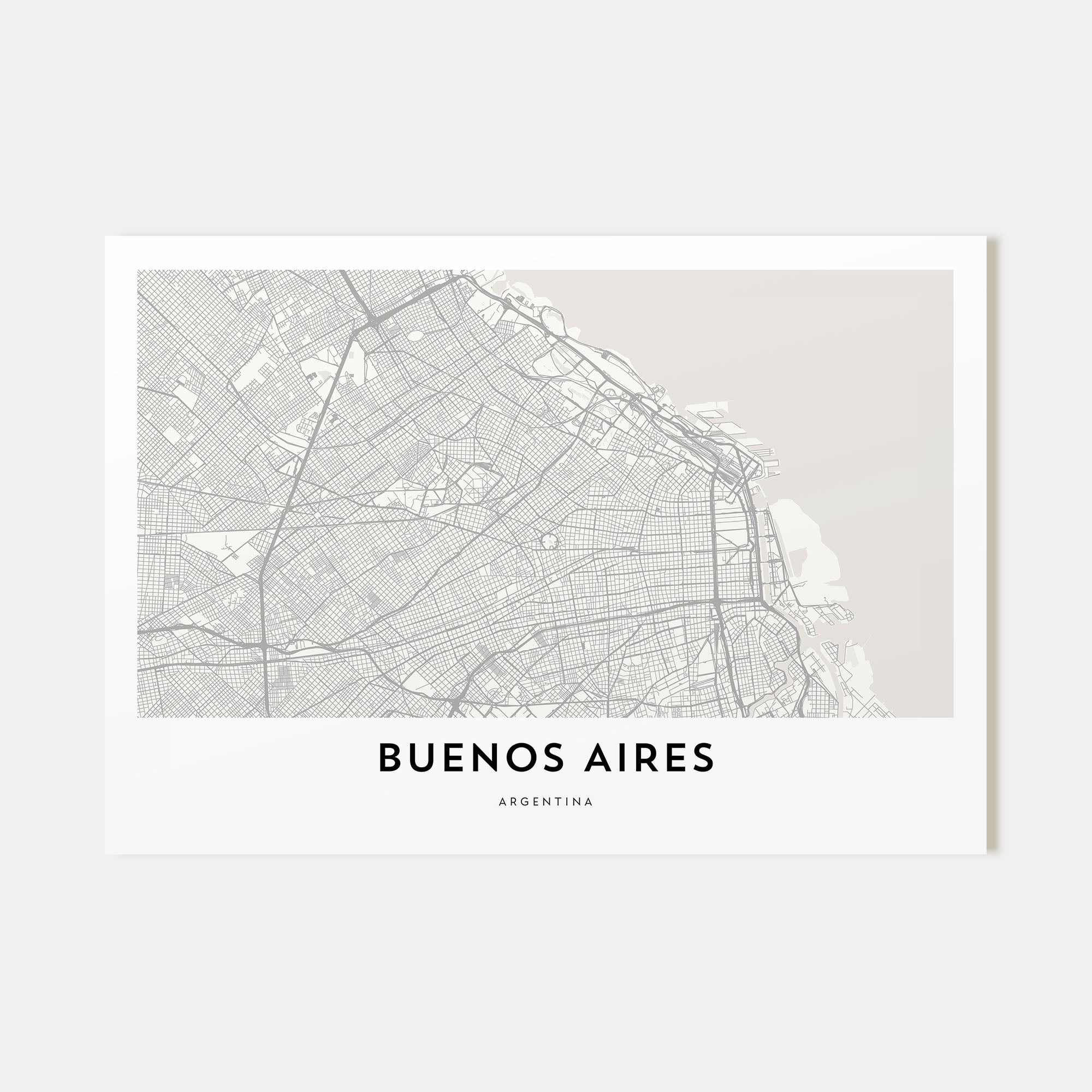 Buenos Aires Map Landscape Poster