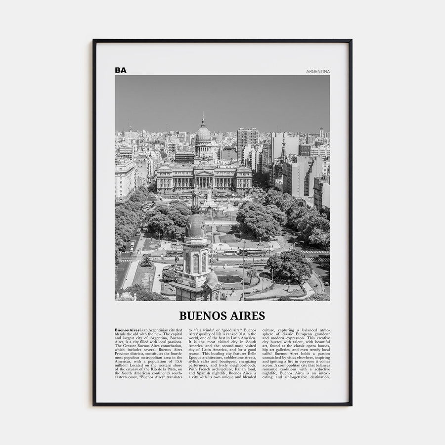Buenos Aires Travel B&W No 2 Poster