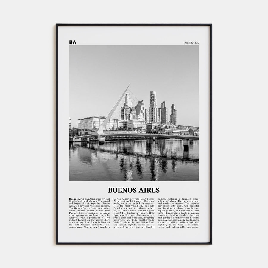 Buenos Aires Travel B&W No 3 Poster