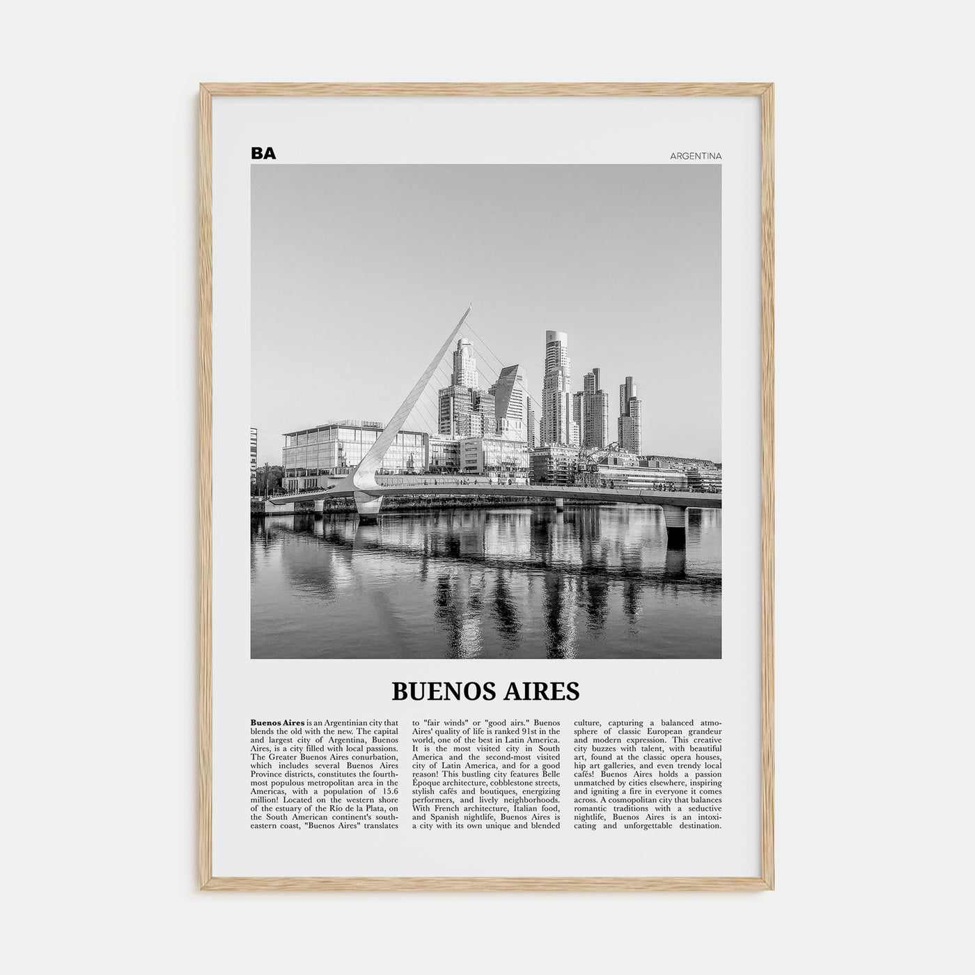 Buenos Aires Travel B&W No 3 Poster
