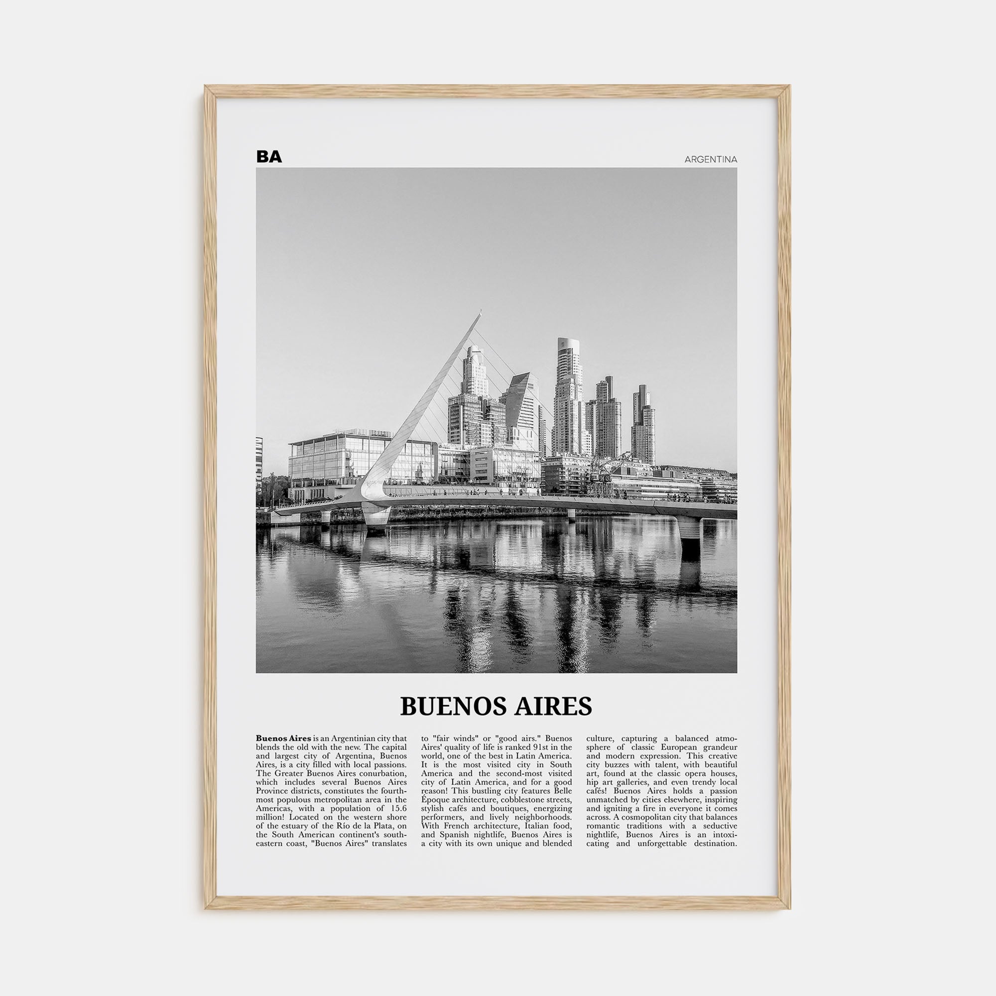 Buenos Aires Travel B&W No 3 Poster