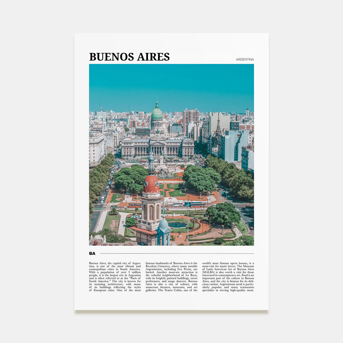 Buenos Aires Travel Color Poster