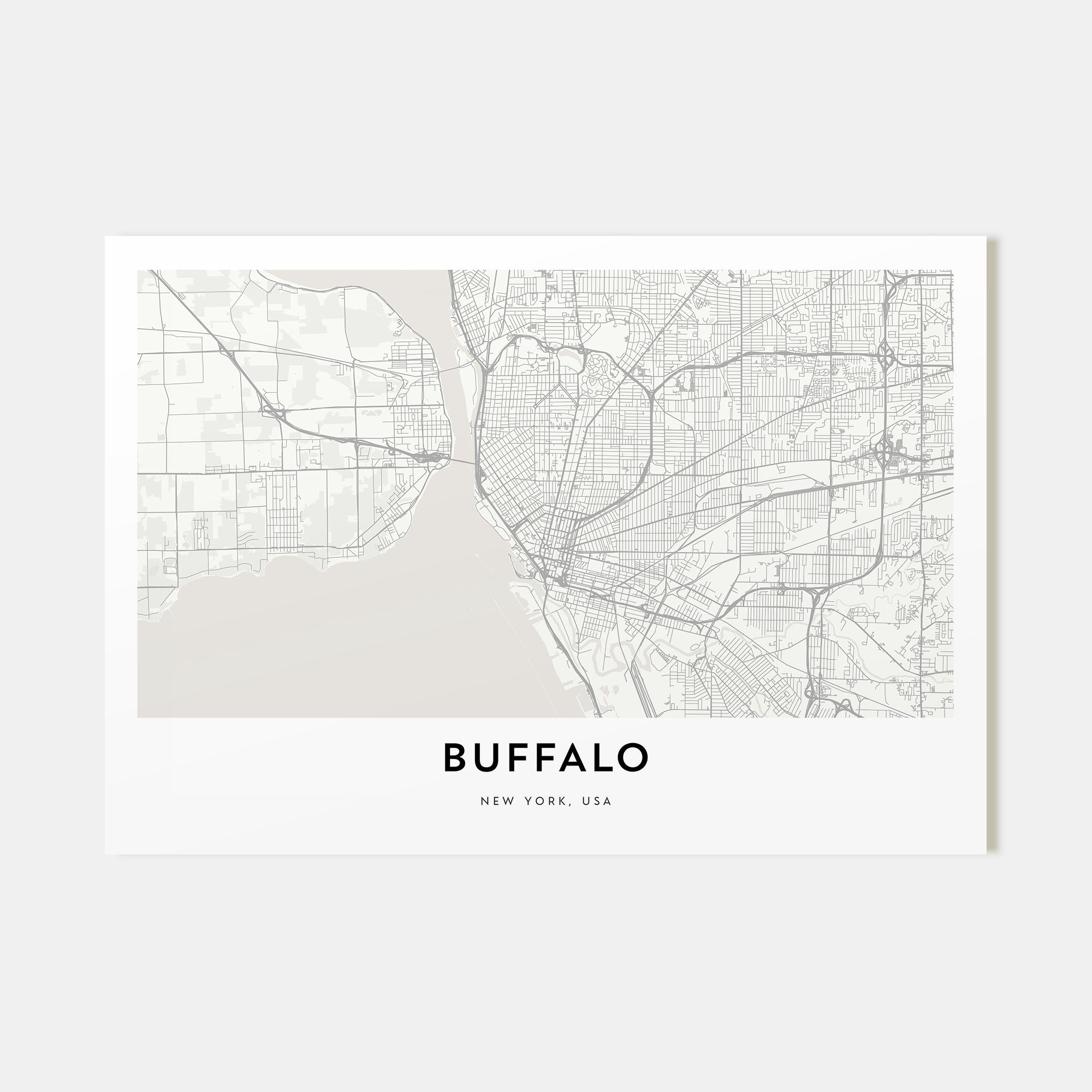 Buffalo Map Landscape Poster