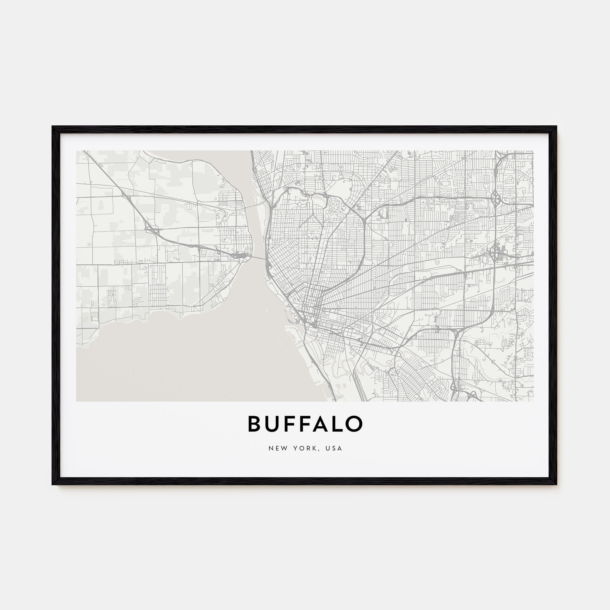 Buffalo Map Landscape Poster