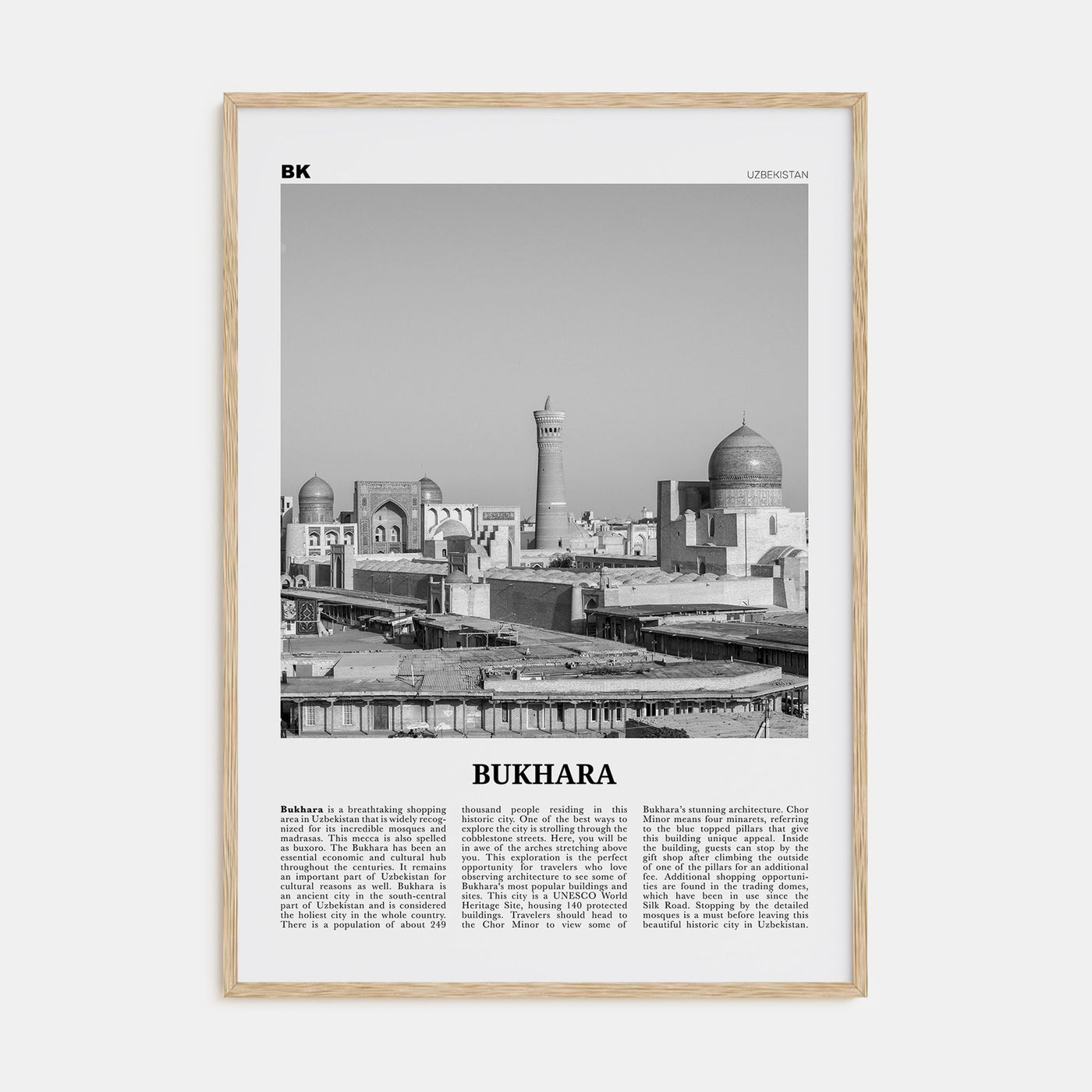 Bukhara Travel B&W Poster