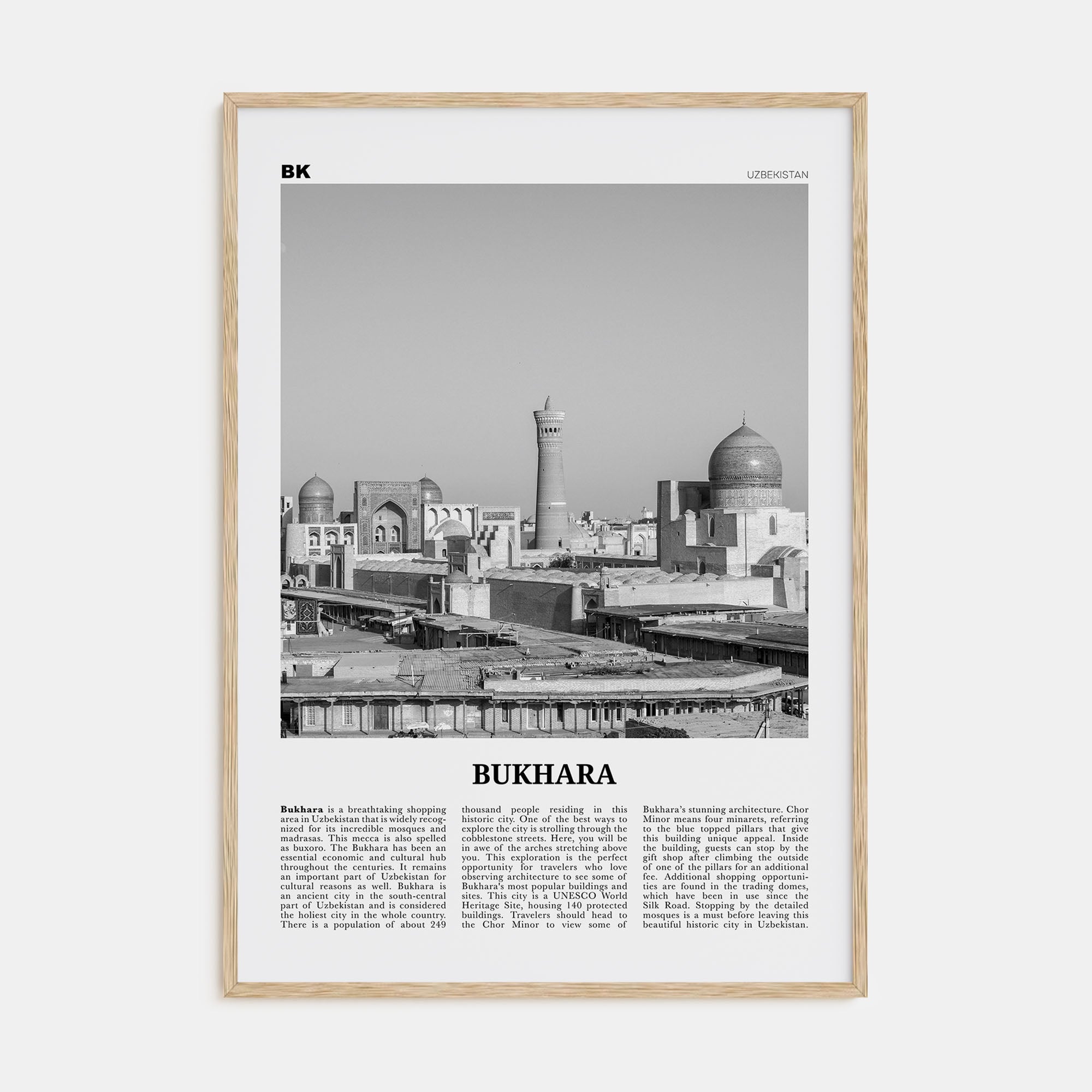 Bukhara Travel B&W Poster