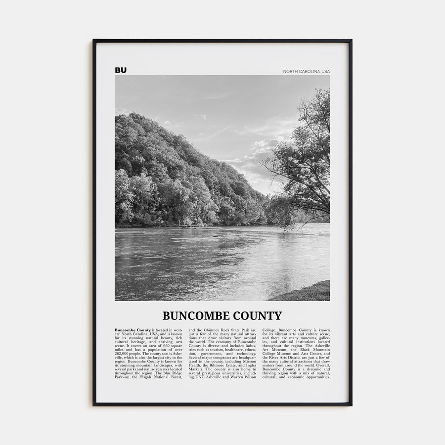 Buncombe County Travel B&W Poster