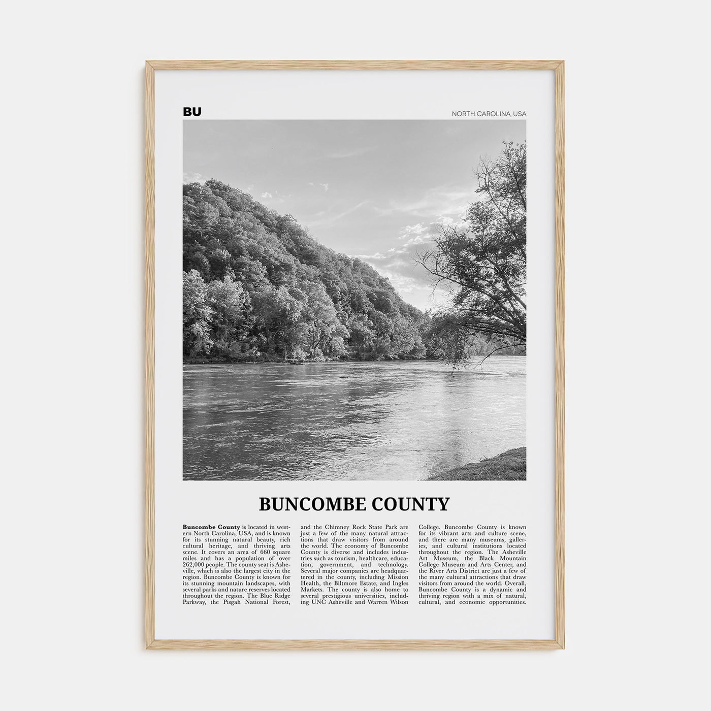 Buncombe County Travel B&W Poster