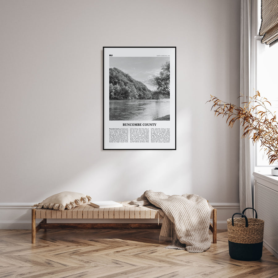 Buncombe County Travel B&W Poster