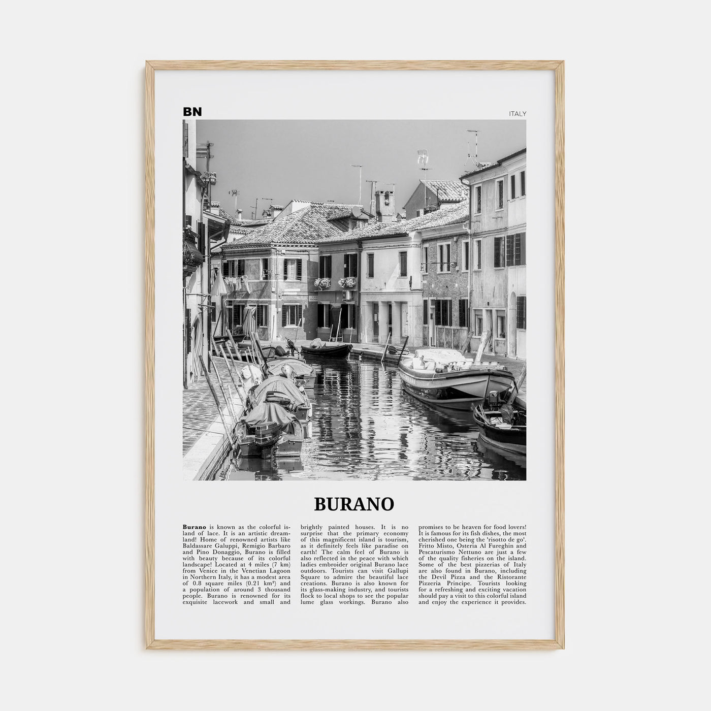 Burano Travel B&W Poster