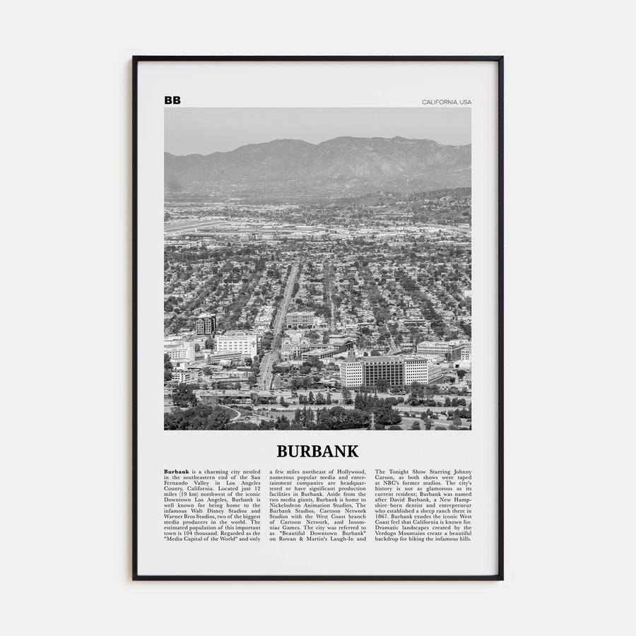 Burbank Travel B&W No 1 Poster