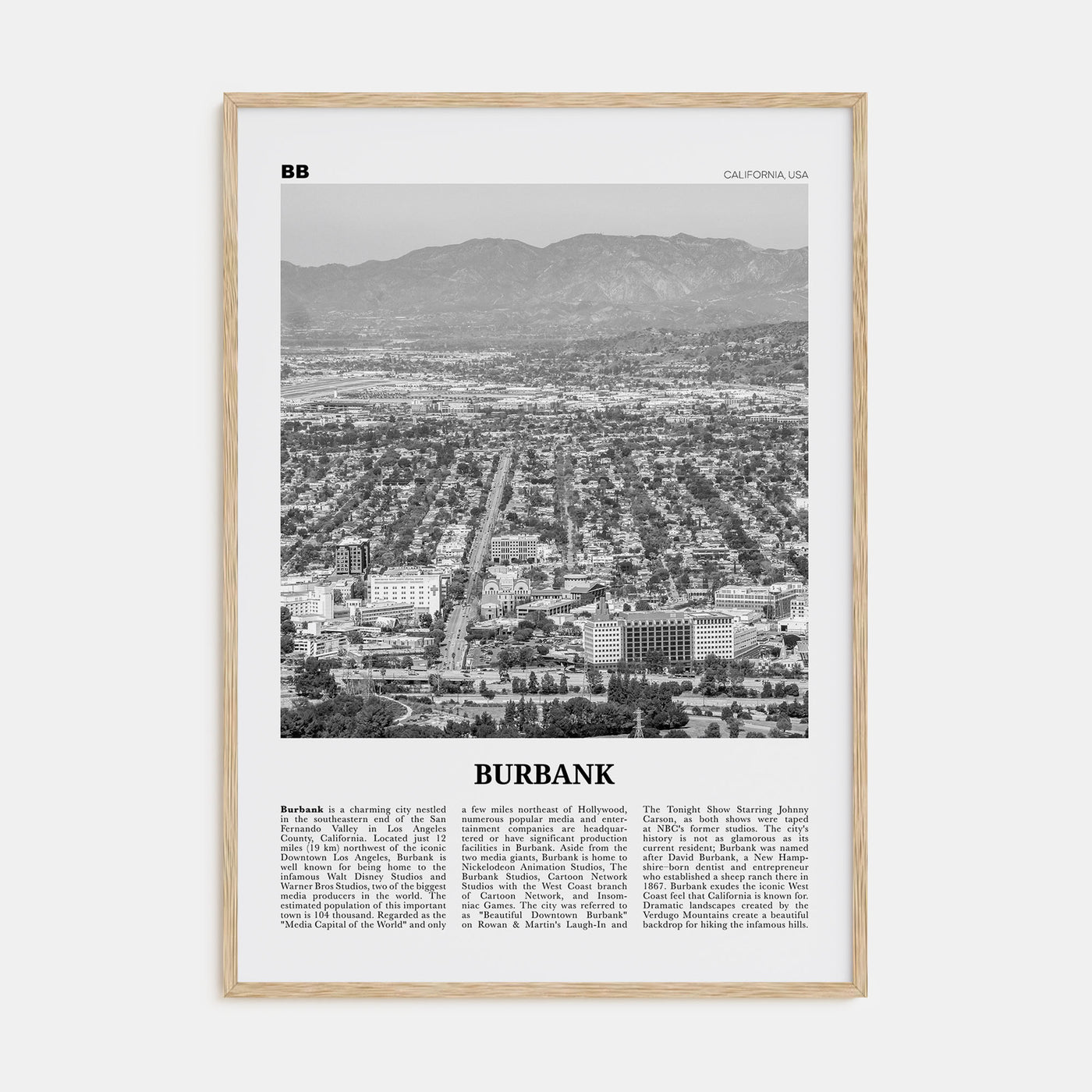 Burbank Travel B&W No 1 Poster
