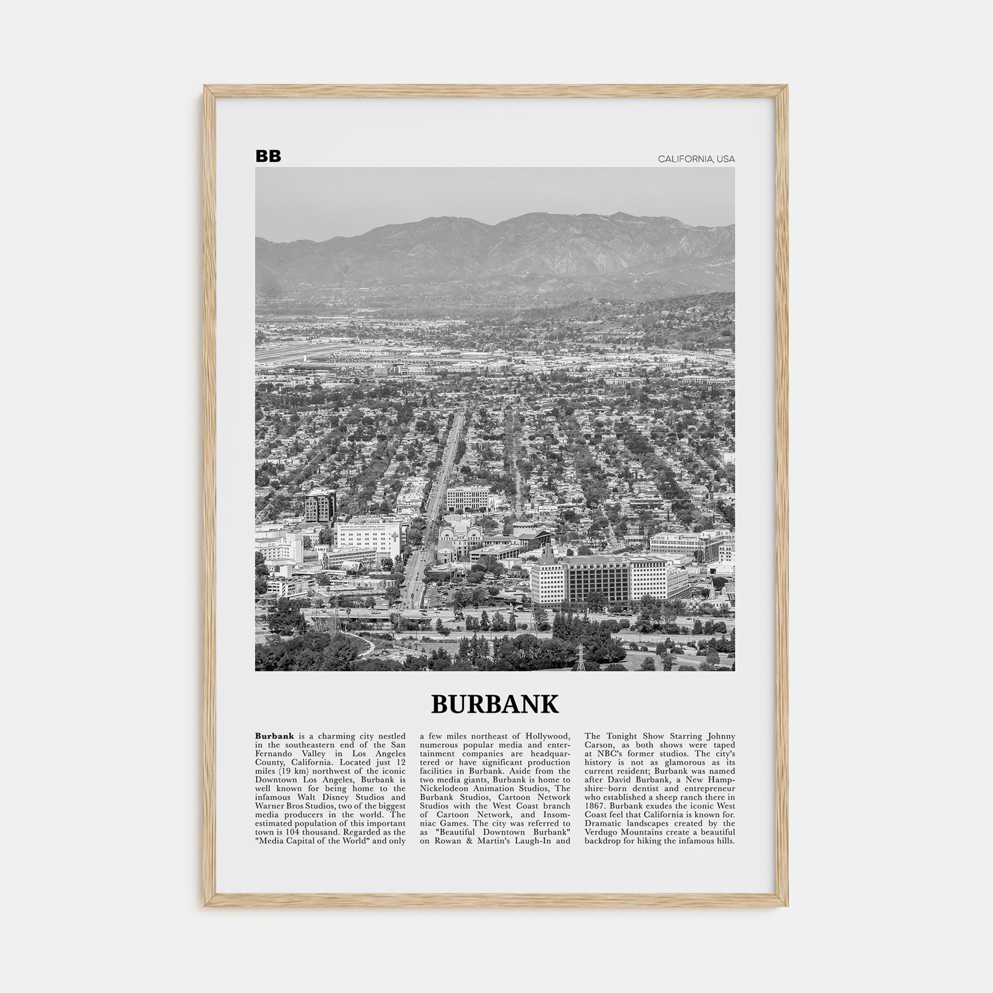 Burbank Travel B&W No 1 Poster