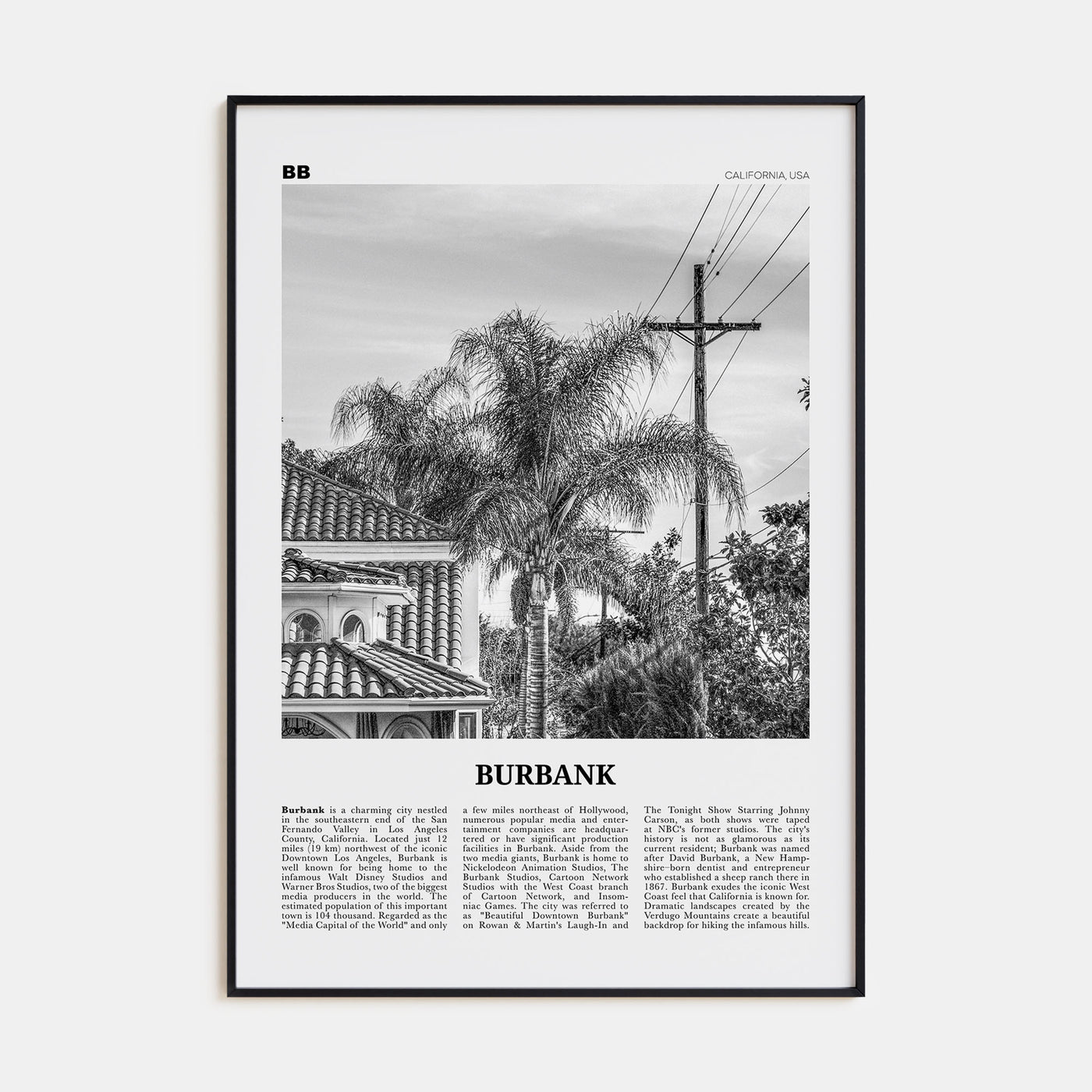 Burbank Travel B&W No 2 Poster