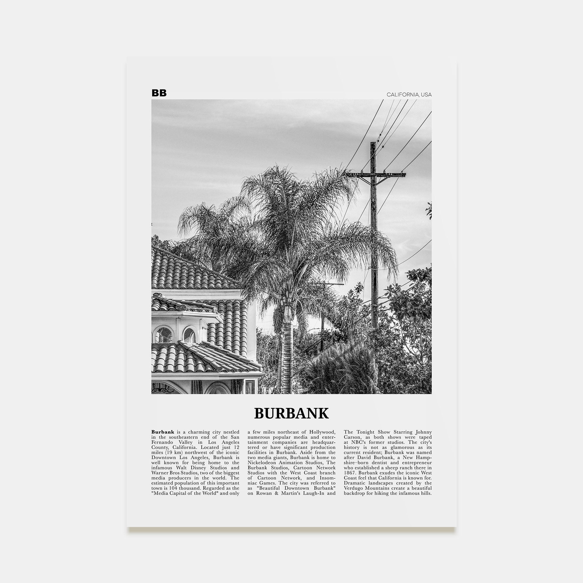 Burbank Travel B&W No 2 Poster