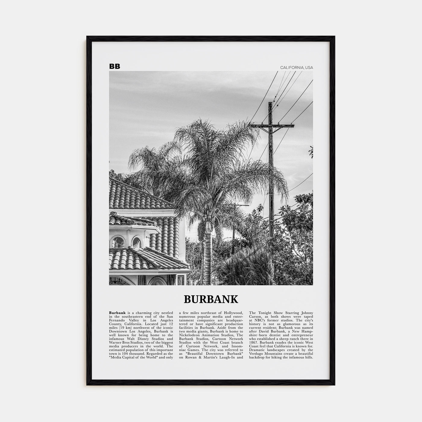 Burbank Travel B&W No 2 Poster