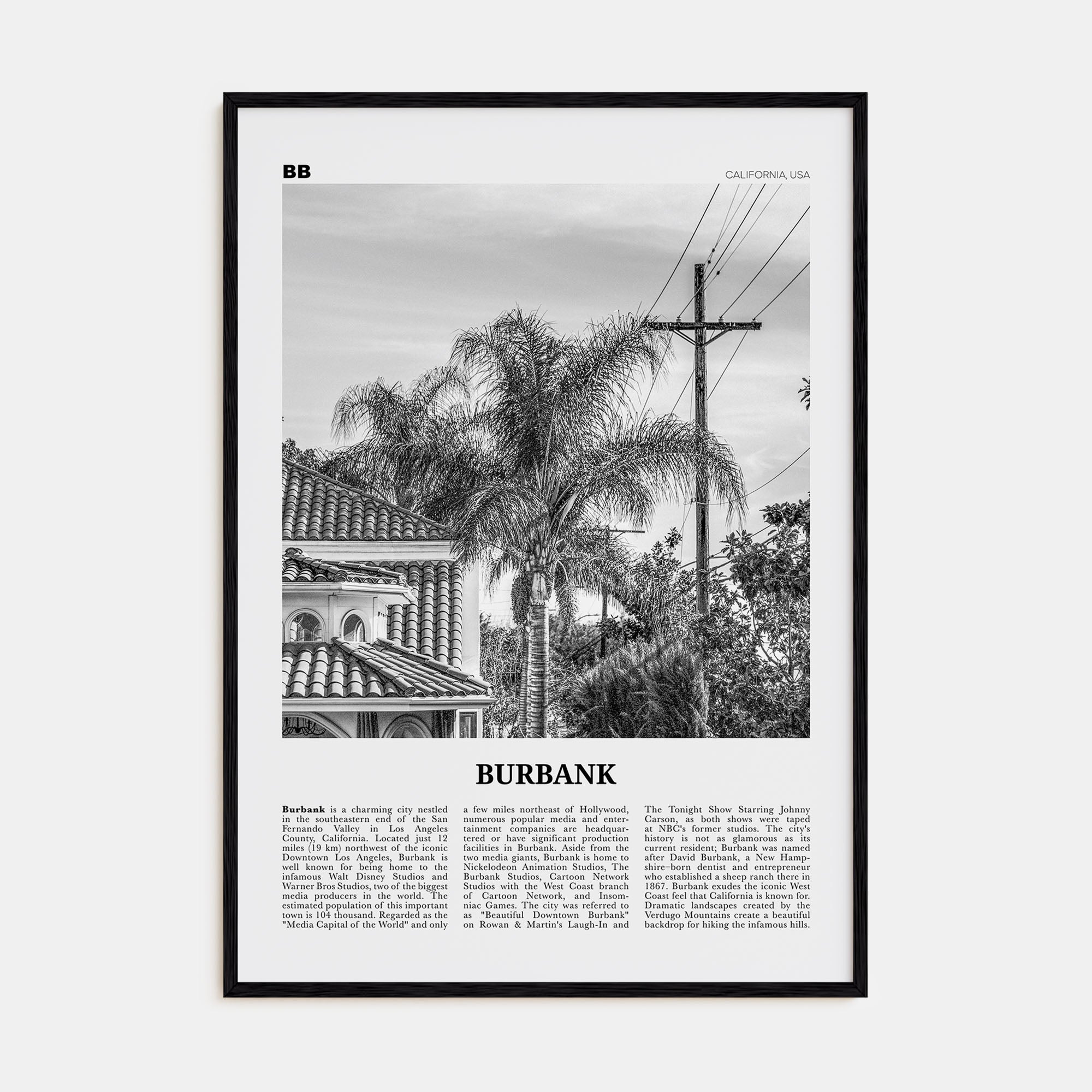 Burbank Travel B&W No 2 Poster
