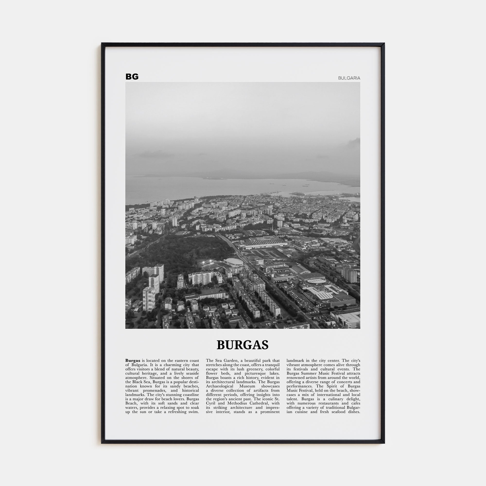 Burgas Travel B&W Poster