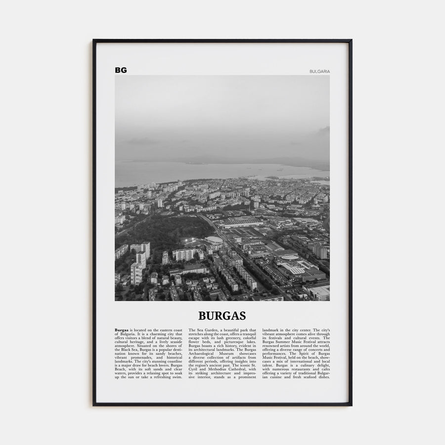 Burgas Travel B&W Poster