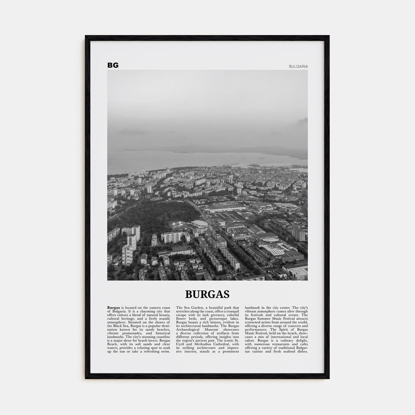 Burgas Travel B&W Poster