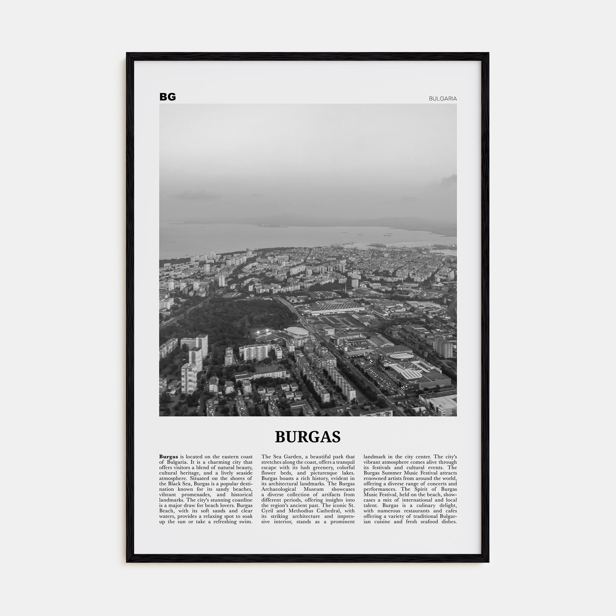 Burgas Travel B&W Poster