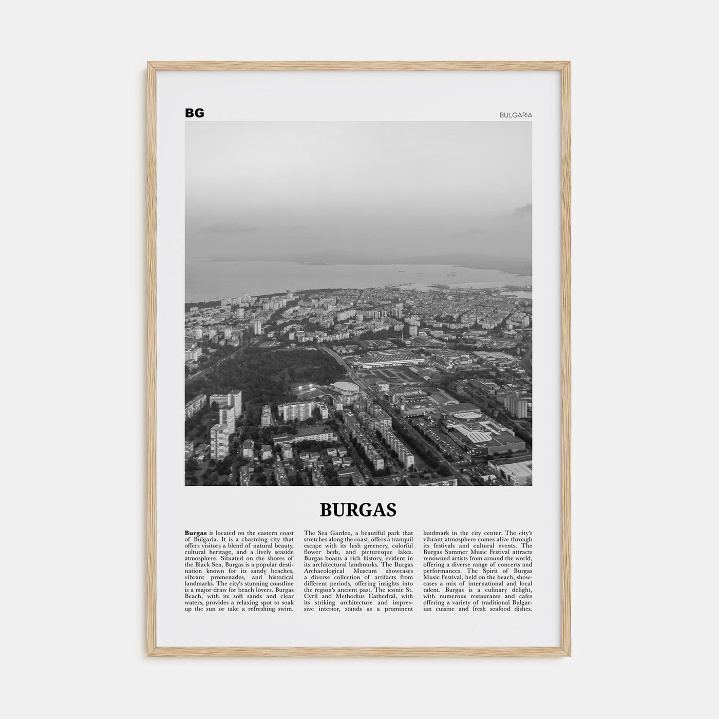Burgas Travel B&W Poster