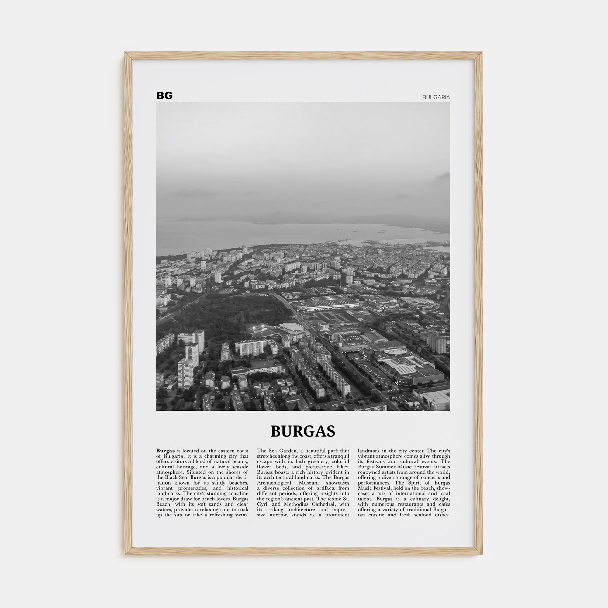 Burgas Travel B&W Poster