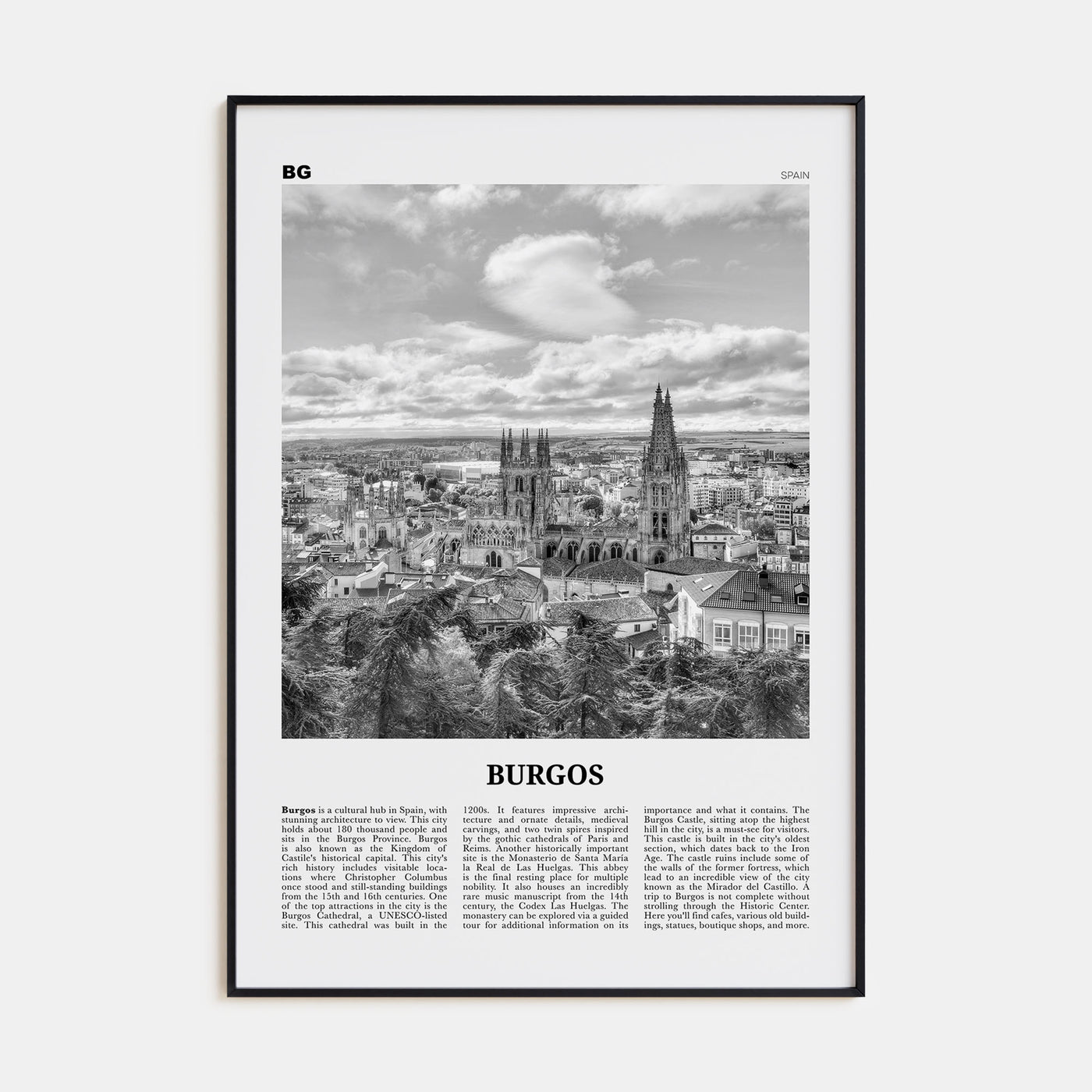 Burgos Travel B&W Poster