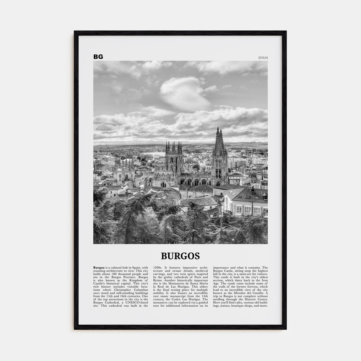 Burgos Travel B&W Poster