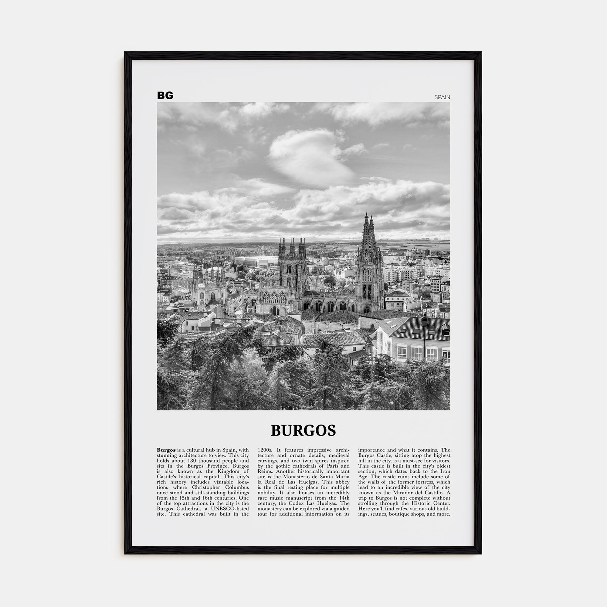 Burgos Travel B&W Poster