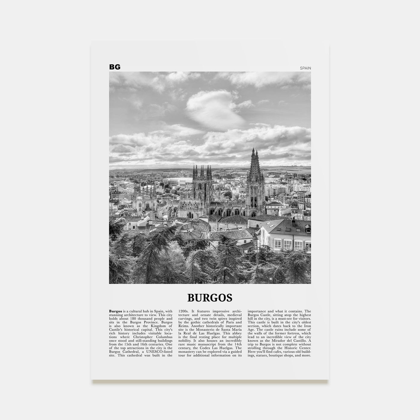 Burgos Travel B&W Poster