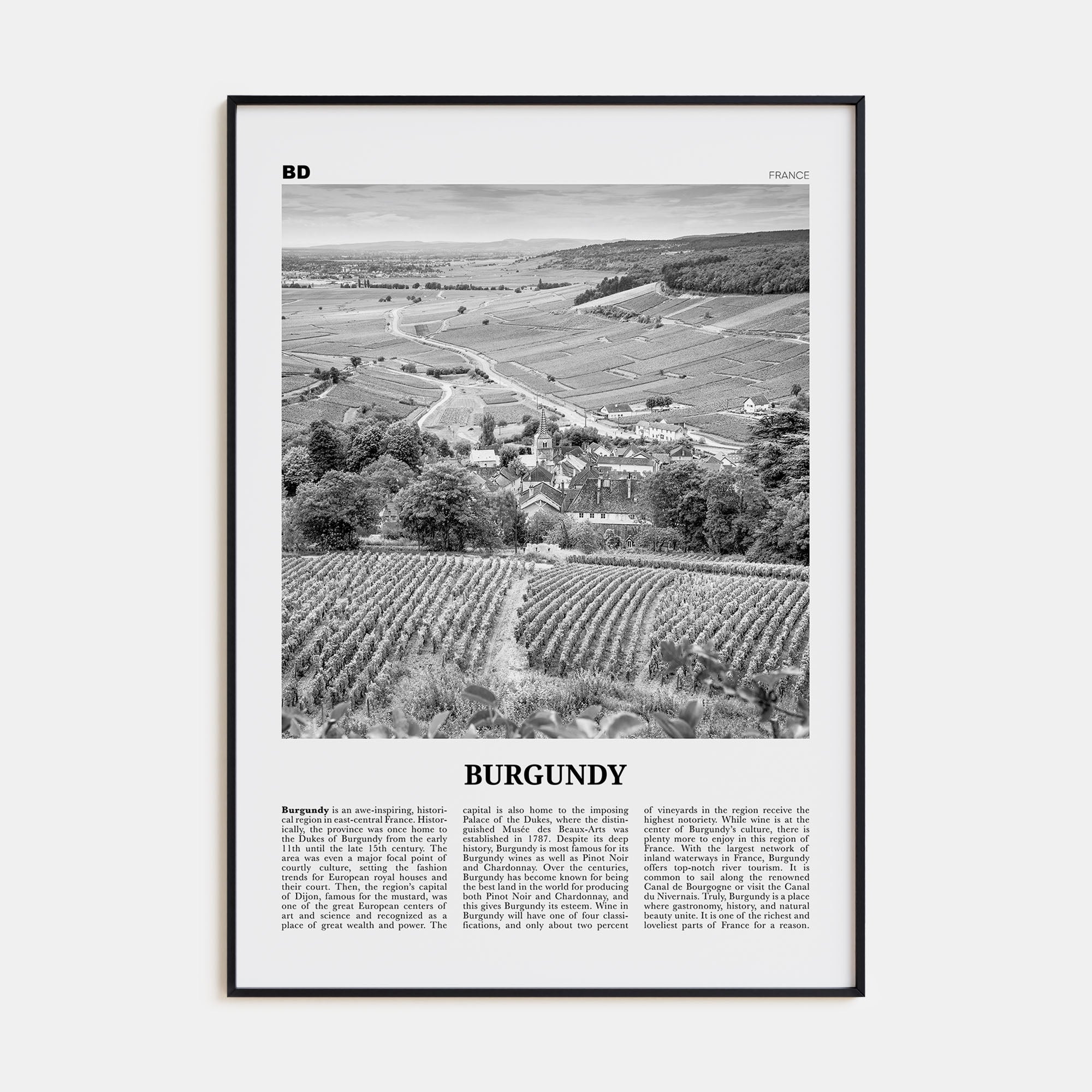 Burgundy Travel B&W Poster