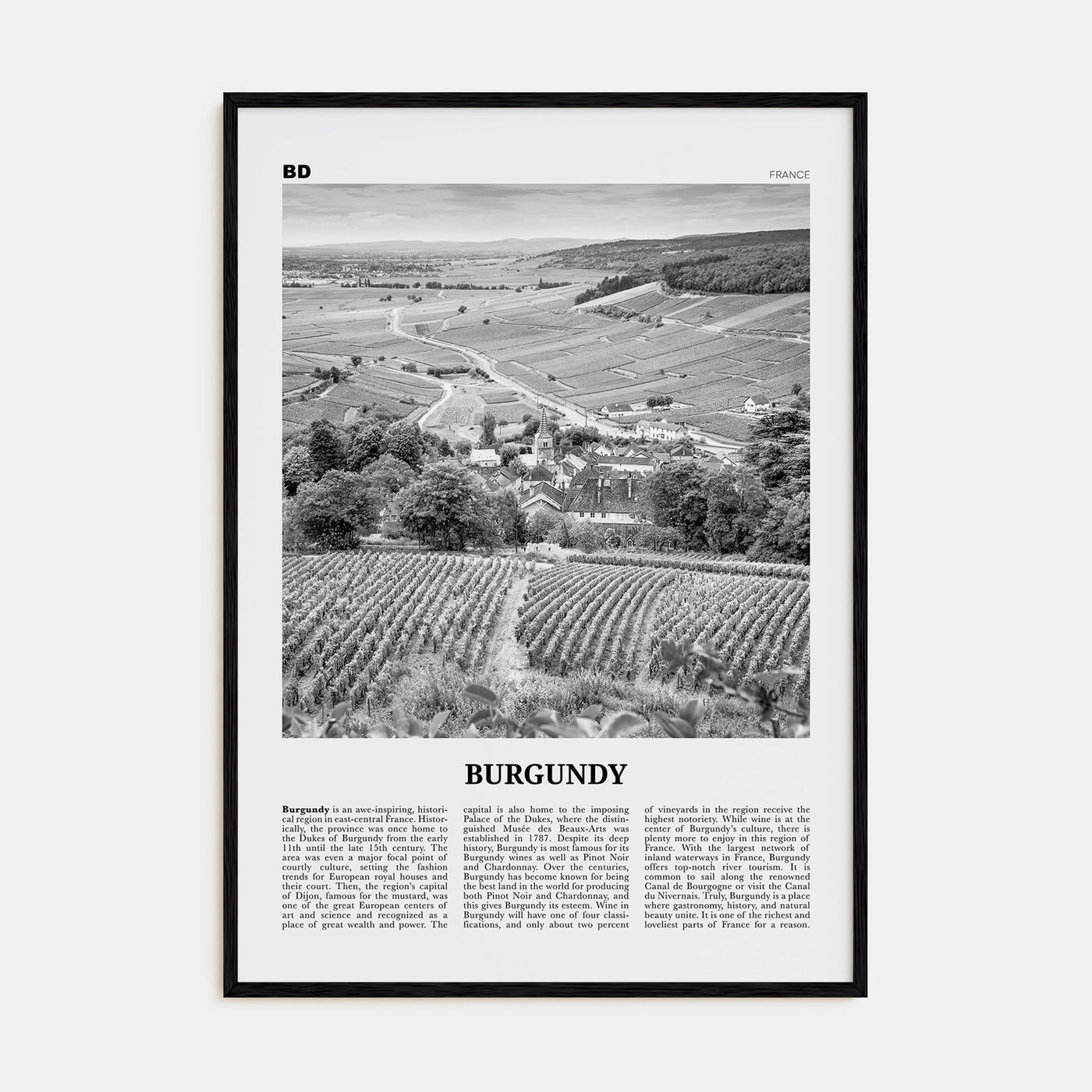 Burgundy Travel B&W Poster