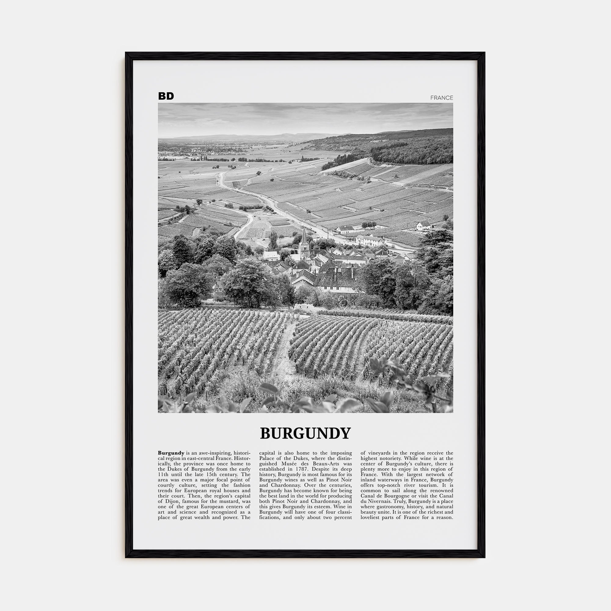 Burgundy Travel B&W Poster