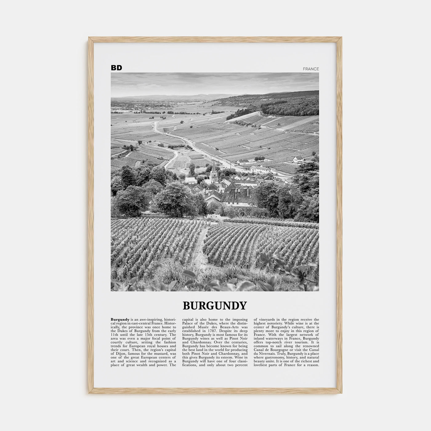 Burgundy Travel B&W Poster