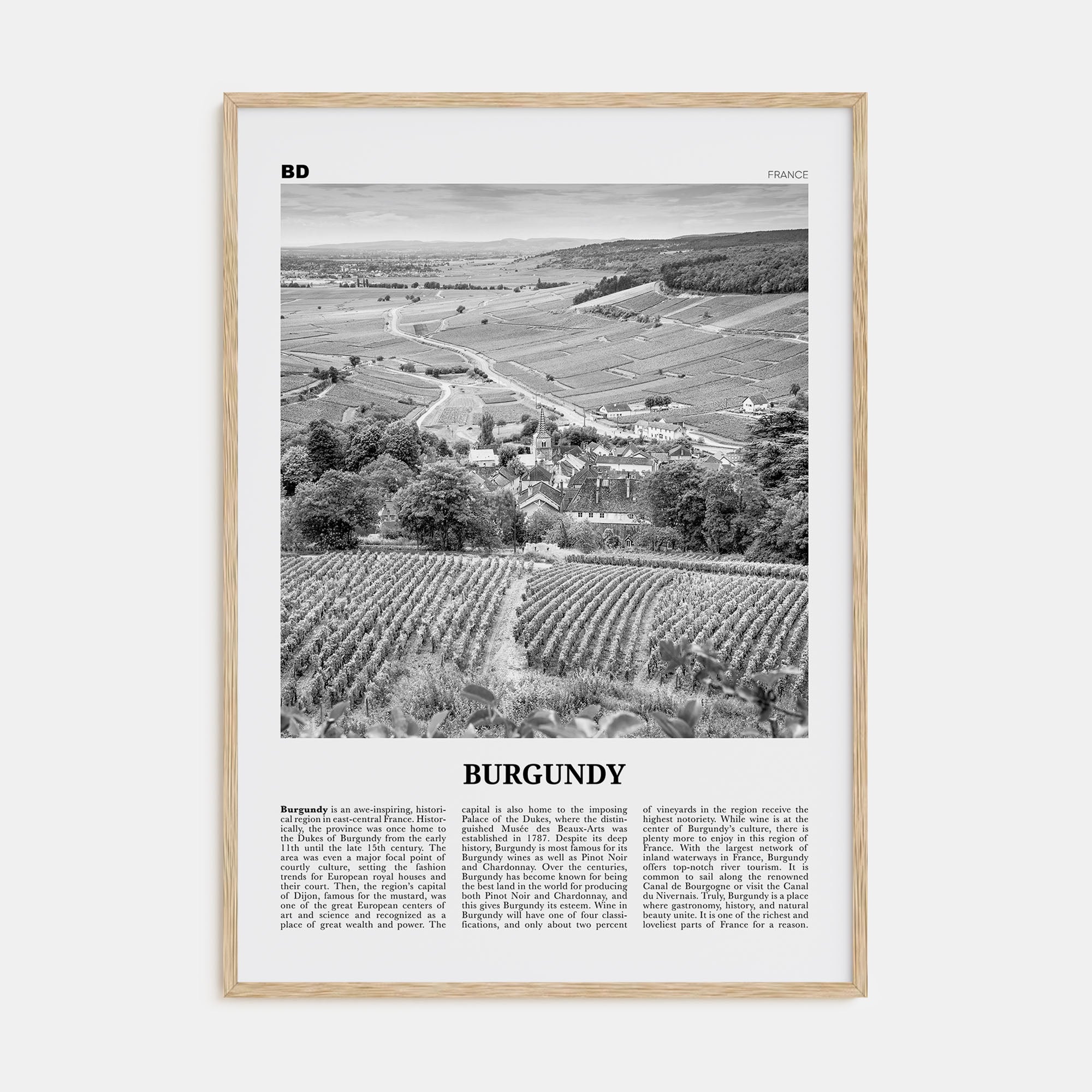 Burgundy Travel B&W Poster