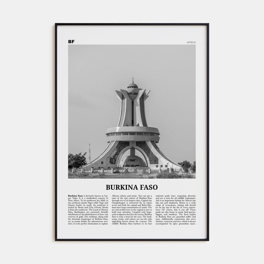 Burkina Faso Travel B&W Poster