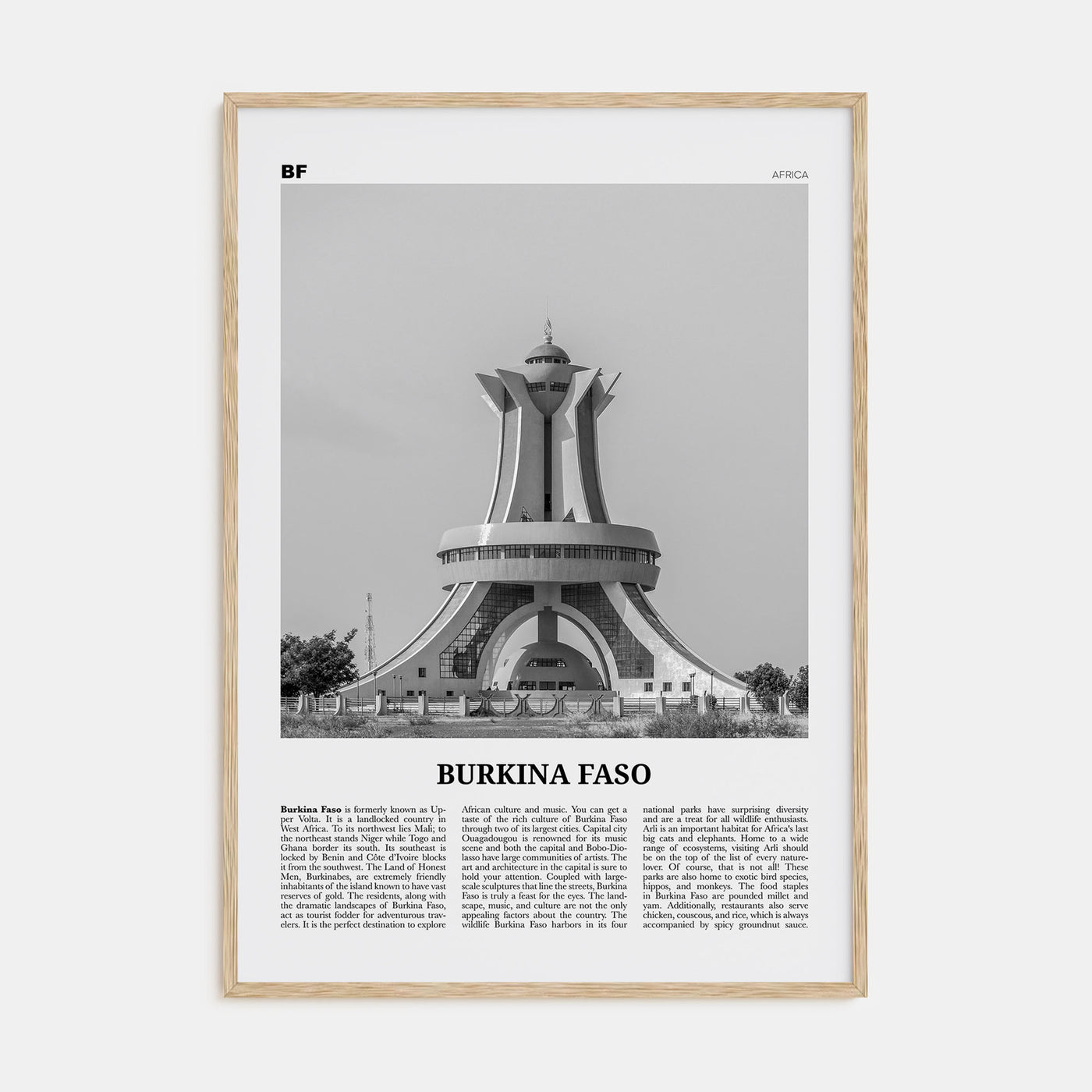 Burkina Faso Travel B&W Poster