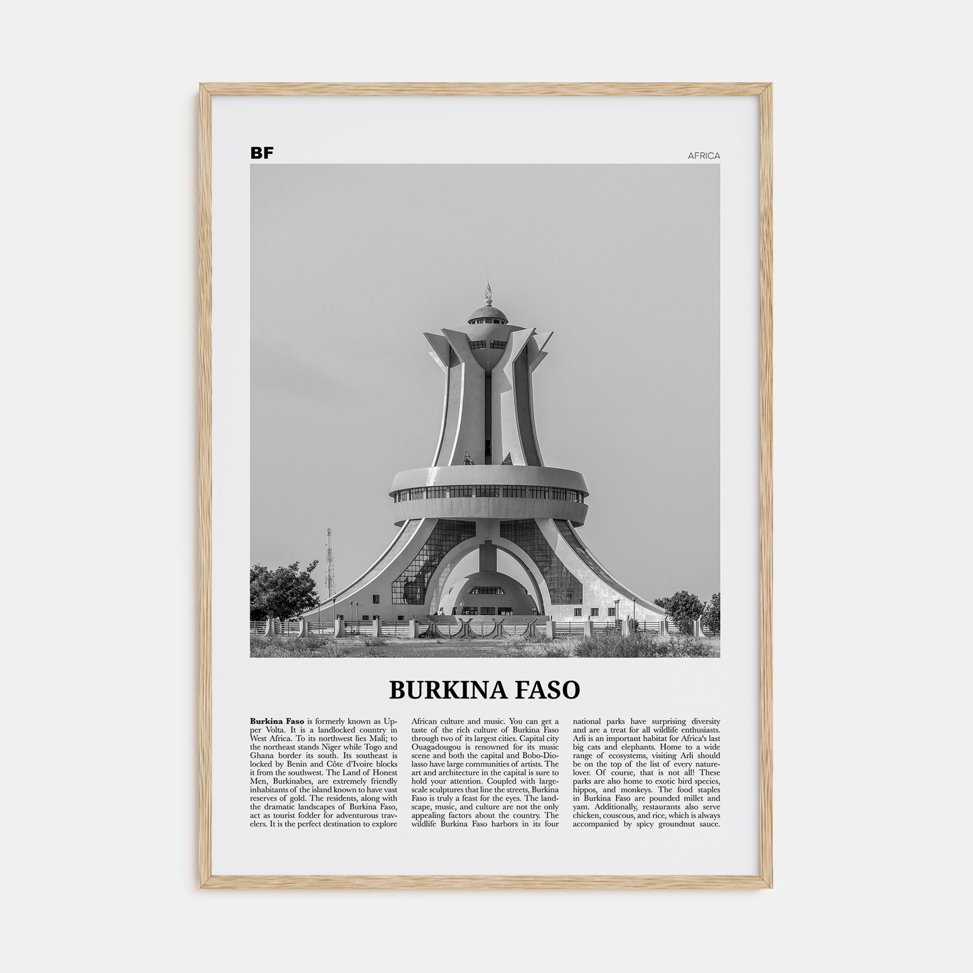 Burkina Faso Travel B&W Poster