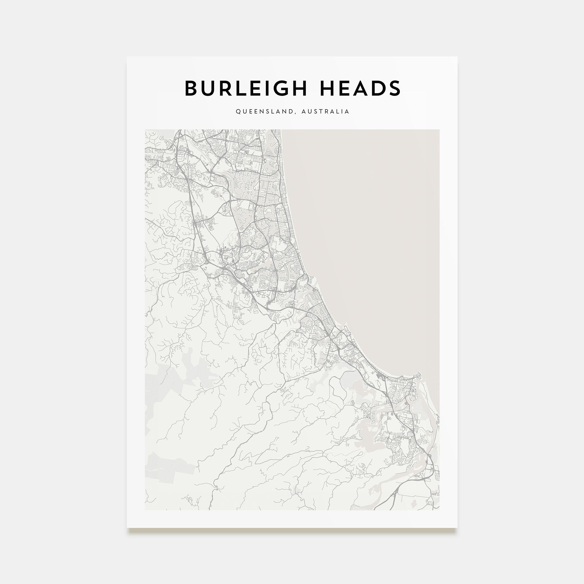 Burleigh Heads Map Portrait Poster